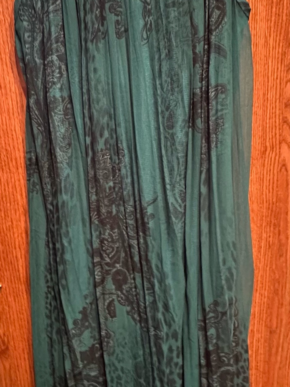 Women's Teal Maxi Skirt with Subtle Black Pattern